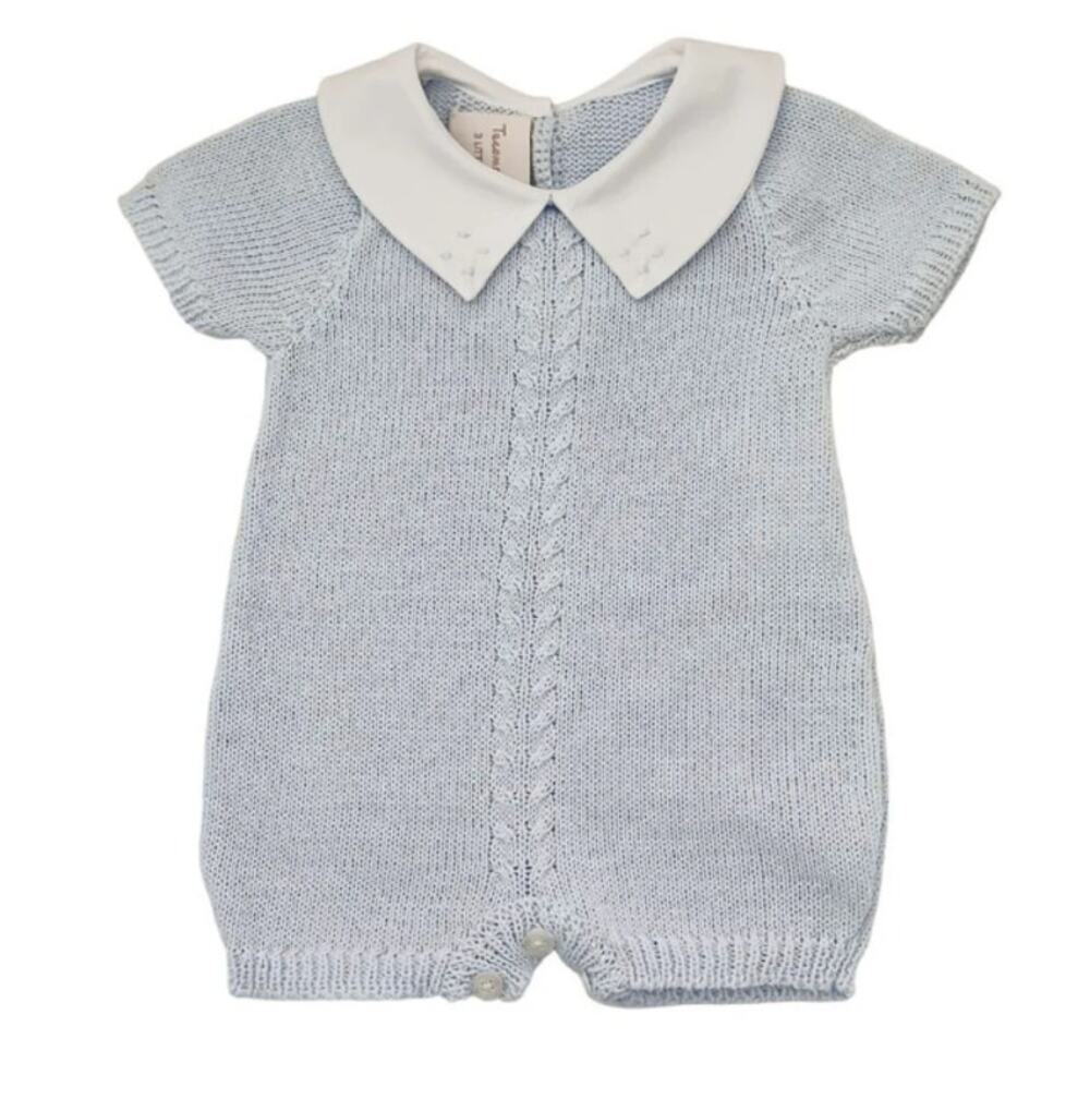 Tecomoabesos Baby Boy Short Leg Knit Romper Blue Size 3M